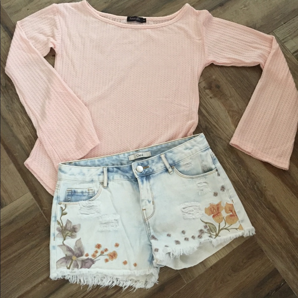 Beautiful Embroidered Denim Shorts